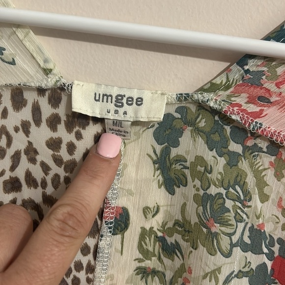 Umgee Floral Animal Print Ruffled Kimono M/L - Picture 5 of 6
